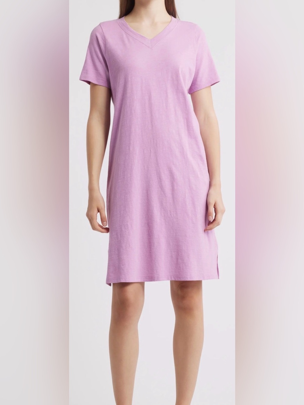 Eileen Fisher V-Neck Organic Cotton V-neck Midi Dress, NWT